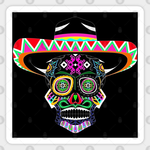 the catrina mariachi in mexican pattern ecopop Magnet by jorge_lebeau